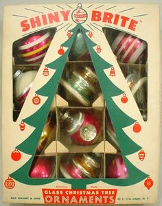 shiny brite christmas tree ornament set in box