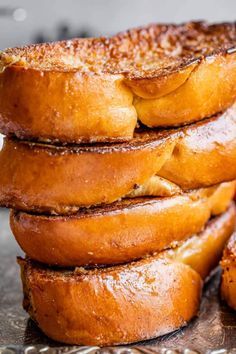 several pieces of bread stacked on top of each other