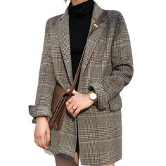 LANFUBEISI Women Check Blazers Fashion Single Breasted Coat Lady Vintage Long Sleeve Pockets Female Outerwear Chic Jackets Autumn LANFUBEISI Suit Jacket For Women, Tutu En Tulle, Plaid Suit Jacket, Casual Outfits For Women, Long Tutu, Suit Jackets For Women, Business Casual Outfits For Women, Plaid Suit, Single Breasted Coat