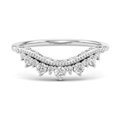 a white gold ring with diamonds on it