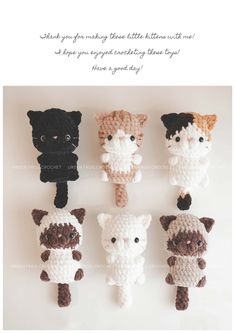 crocheted cats and kittens are featured in this card