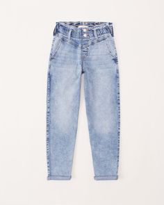 Our high rise mini mom jeans with trendy paperbag waist detail, functional pockets and a pull-on style waist in all sizes. Trendy Jeans, Jean Trends, High Waisted Flares, Abercrombie Kids, Girls High, Denim Design, Stella Mccartney Kids, Fall 2023, Girls Jeans