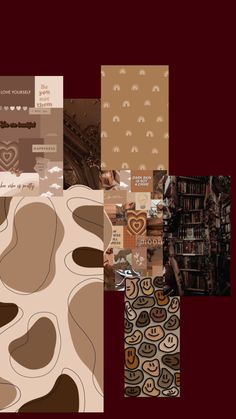 a collage of different patterns and colors in brown, pink, beige and black