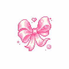 a cross stitch pattern with a pink bow