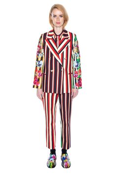 'EMBROIDERED ETON STRIPE' DOUBLE BREASTED BLAZER W/ EMBELLISHED SLEEVE – Libertine Embellished Sleeves, Breasted Blazer, Double Breasted Blazer, Welt Pockets, Welt Pocket, Chest Pocket, Clothing Items, Double Breasted, Fashion Brand