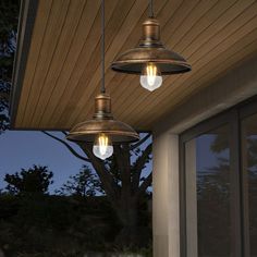 Round Iron Waterproof LED Retro Industrial Style Outdoor Chandelier Pendant Lights Ceiling Lights - Dazuma Porch Pendant Light Outdoor, Terrace Lighting, Porch String Lights, Porch Pendant Light, Hanging Porch Lights, Hardware Materials, Lighting Exterior, Rustic Ceiling Lights, Outdoor Pendant Light