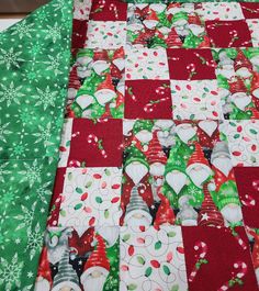 a quilted christmas themed table runner