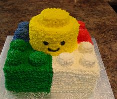 there is a cake made to look like legos