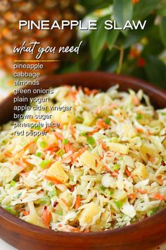 Pineapple Coleslaw Recipe Easy, Pineapple Side Dish Recipes, Pineapple Slaw Recipes, Pineapple Sides, Slaw With Pineapple, Pineapple Side Dish, Fruit Slaw, Pineapple Recipes Easy, Pineapple Dishes