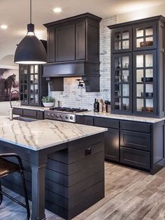 Black Cabinets, Counter Tops, A Kitchen, Kitchen Design, Marble, Black, Design