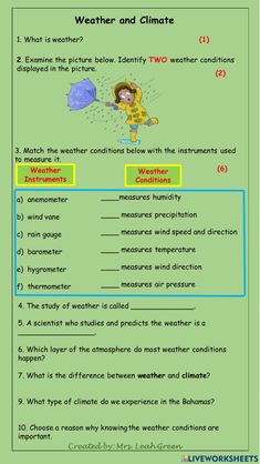 the weather and climate worksheet is shown with two words in each language,