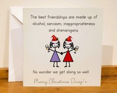 a greeting card with two girls holding hands