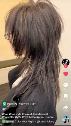 Octopus Haircut Long Hair Straight, Jellyfish Haircut With Highlights, Oc With Wolfcut, Wolfcut With Glasses, Vkei Haircut Short, Haircut Ideas For Medium Hair Layers, Modern Scene Hair, 80 Hair Styles, Emo Layered Hair