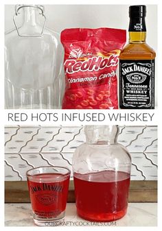 How To Make Cinnamon Infused Whiskey With Red Hots How To Infuse Whiskey, Drinks Made With Fireball Whiskey, Apple Infused Whiskey, Fireball Cinnamon Whiskey Sour, Fireball Whiskey Recipes, Holiday Martinis, Red Hots Candy, New Year's Drinks