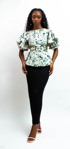 A cotton blouse. African Blouses Peplum Tops, African Blouses, Jun 2023, Peplum Blouse, Cotton Blouse, Cotton Blouses, African Print, Ankara, Clothing Items