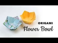 an origami flower bowl is shown with the words, origami flower bowl