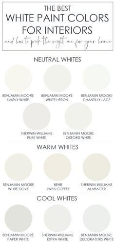 the best white paint colors for interior walls and floors in neutrals, warm whites