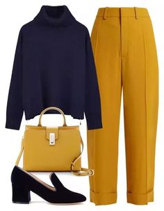 Yellow Pants, Casual Work Outfits, Work Outfits Women, Professional Outfits, Fashion Mode, Work Attire, Office Fashion, Work Outfits