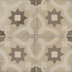 four square tiles with brown and white designs