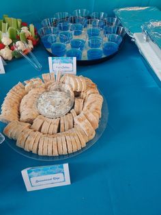 an assortment of snacks displayed on a table