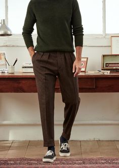 Young Trousers - Blue Tweed - Wool - Octobre Éditions Stylish Mens Outfits, Men Fashion Casual Outfits, Business Casual Men, Mens Casual Outfits