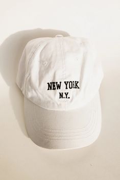 White cap La Baseball Cap, White Baseball Hat, Denim Sweater, Embroidered Hats, Soft Tops, Top Dress, Loungewear Sets, Sweater Accessories, Special Occasion Dresses