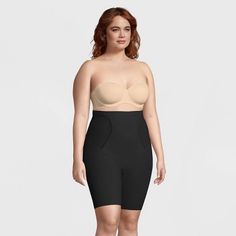 Maidenform Self Expressions Women's Firm Foundations Thighslimmer SE5001 - Black L Thigh Slimmer, Shaping Tights, Slim Shapewear, Curve Design, Mid Size, Free Fabric, Bathing Suits, Two Piece Skirt Set, Target