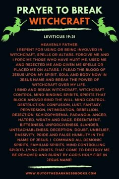 the back side of a poster with words written in green and red on black background