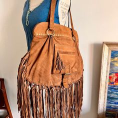 Amazing New Tan Suede Fringe Bag. Trim The Fringe Or Keep It As Is, It's A Keeper From A Collected Designer! Perfect Condition, Keep It Slim Or Fill It Up, It Will Work With Your Needs. Bohemian Top Handle Shoulder Bag With Removable Pouch, Luxury Fringe Shoulder Bag For Travel, Luxury Travel Shoulder Bag With Fringe, Bohemian Hobo Bag With Detachable Strap, Bohemian Satchel Bag With Detachable Handle, Luxury Travel Bag With Fringe, Bohemian Hobo Shoulder Bag With Detachable Handle, Bohemian Pouch Bag With Detachable Strap, Bohemian Tote Bags With Detachable Strap