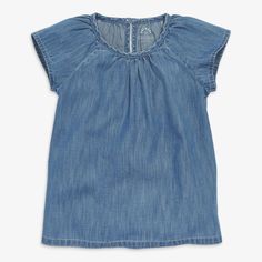 A shirt that gets better with every wear. Meet our chambray fabric, it’s denim’s super-soft, lightweight sibling 100% cotton Back button closure Blue Denim Top, Neutral Shirt, Clothing Finds, Blue Denim Shirt, Toddler Summer, Chambray Fabric, Chambray Shorts, Reversible Dress, Top Girls