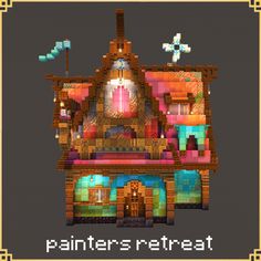 an old - fashioned house with the words paint's rest on it