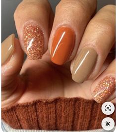 Thanksgiving Nail Designs, Orange Nail, Thanksgiving Nail, Natural Nail Designs, Simple Fall Nails, Fall Manicure, Fall Gel Nails, Cute Nails For Fall, Her Nails