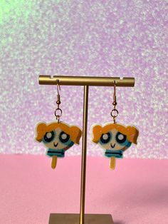 The earrings on hook are larger than the studs. Wacky Earrings, Cream Earrings, Rave Accessories, Cartoon Cartoon, Clothing Design, Love Stickers, Powerpuff Girls, Free Stickers, Divine Feminine