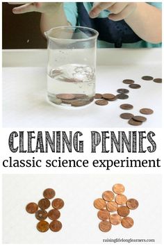 the science experiment shows how to clean pennies