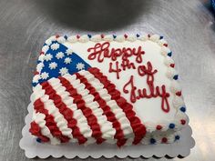 an american flag cake with the words happy 4th of july written on it