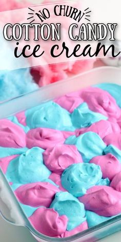 cotton candy ice cream in a plastic container