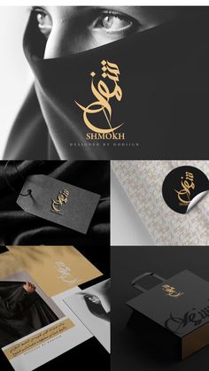 various logos and business cards designed to look like women's clothing