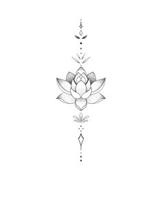 a black and white drawing of a lotus flower