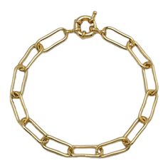 Gold Plated Link Bracelet - Approx. Length: 7.5" - Chain Length: 0.66" - Spring Ring - Gold Luxury Gold Plated Timeless Chain Bracelet, Luxury Gold Plated Chain Bracelet With Oval Link, Delicate Chain, Timeless Accessories, Ring Gold, Tote Backpack, Phone Bag, Spring Rings, Ring Necklace