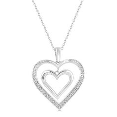 Sterling Silver Diamond Twin Heart Pendant Necklace. Cheap Silver Heart Cut Necklace, Diamond Fashion Rings, Diamond Bangles Bracelet, Diamond Anniversary Rings, Jewelry Rings Diamond, Ring Pendant Necklace, Childrens Jewelry, Gemstone Necklace Pendant, Diamond Pendant Necklace