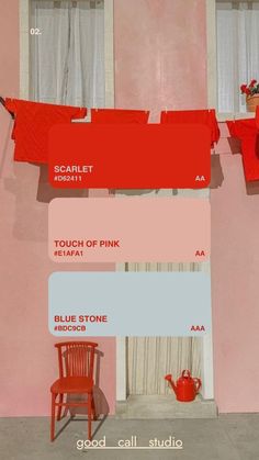 the color scheme is red, pink, and blue