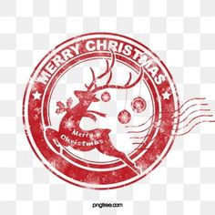 a merry christmas stamp with a deer and snowflakes on it, as well as the