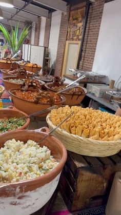 a buffet filled with lots of different types of food