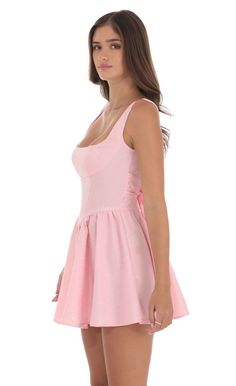 Jacquard Open Back Bow Dress in Pink | LUCY IN THE SKY Pink Hoco Dress, Back Bow Dress, Pink Hoco Dresses, Mink Dress, Pink And Gold Dress, Hoco Dresses Pink, Cute Formal Dresses, Lucy In The Sky, Cute Prom Dresses