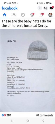 the baby hat has been posted on facebook