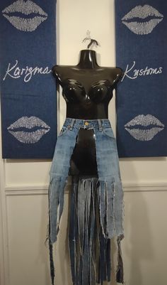 This is a One-of-a-Kind Hi/Lo Waistlet Fringe Denim Belt. Stunning Denim Accessory  Just add a cat suit, boots and a pair of denim earrings. Compliments galore 🤩💥 Fitted Dark Wash Cutoff Jeans, Fitted Cutoff Denim Jeans, Fitted Medium Wash Cutoff Jeans, Medium Wash Fitted Cutoff Jeans, Fitted Recycled Denim Bottoms For Fall, Edgy Fitted Medium Wash Jeans, Edgy Medium Wash Fitted Jeans, Fitted Denim Blue Cutoff Jeans, Fitted Cutoff Denim Blue Jeans