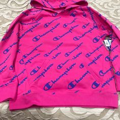 New Never Worn Pink Champion Hoodie, White Champion Hoodie, Champion Jacket, Champion Sweatshirt, Champion Hoodie, Sleeveless Jacket, Youth Hoodies, Running Jacket, Boys Jacket