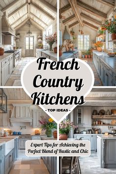 the french country kitchen has been featured in this postcard for people to see it