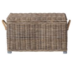 a large wicker basket with handles on the side and an attached handle for storage