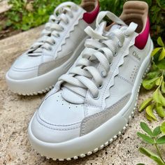 Brand New, Never Worn, Dust Bag Included Chic White Low-top Sneakers, Chic White Sneakers With Rubber Sole, Chic White Sneakers With Textured Sole, Chloe Shoes, Womens Shoes Sneakers, Limited Time, Pink White, Chloe, Baby Shoes